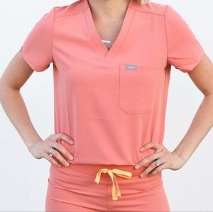 Figs Coral Scrub Top & Bottom Set